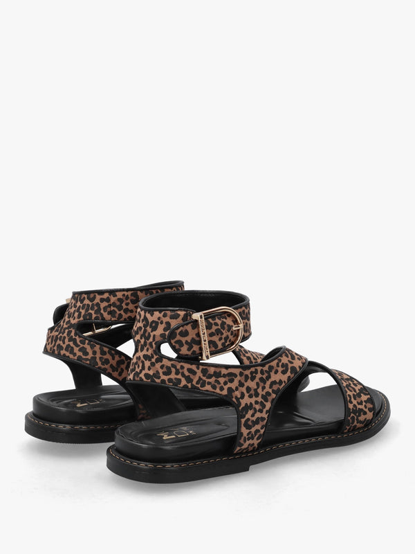 Nolanna Leopard Buckle Fastening Flat Sandals