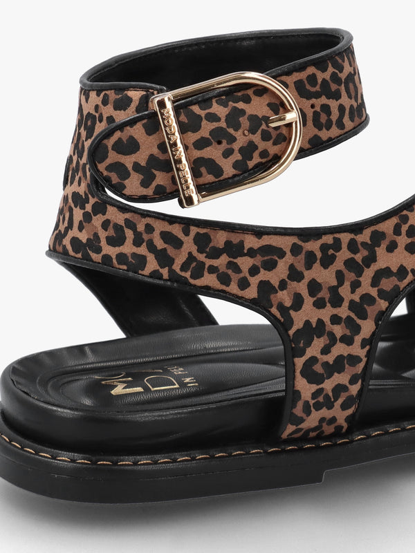 Nolanna Leopard Buckle Fastening Flat Sandals