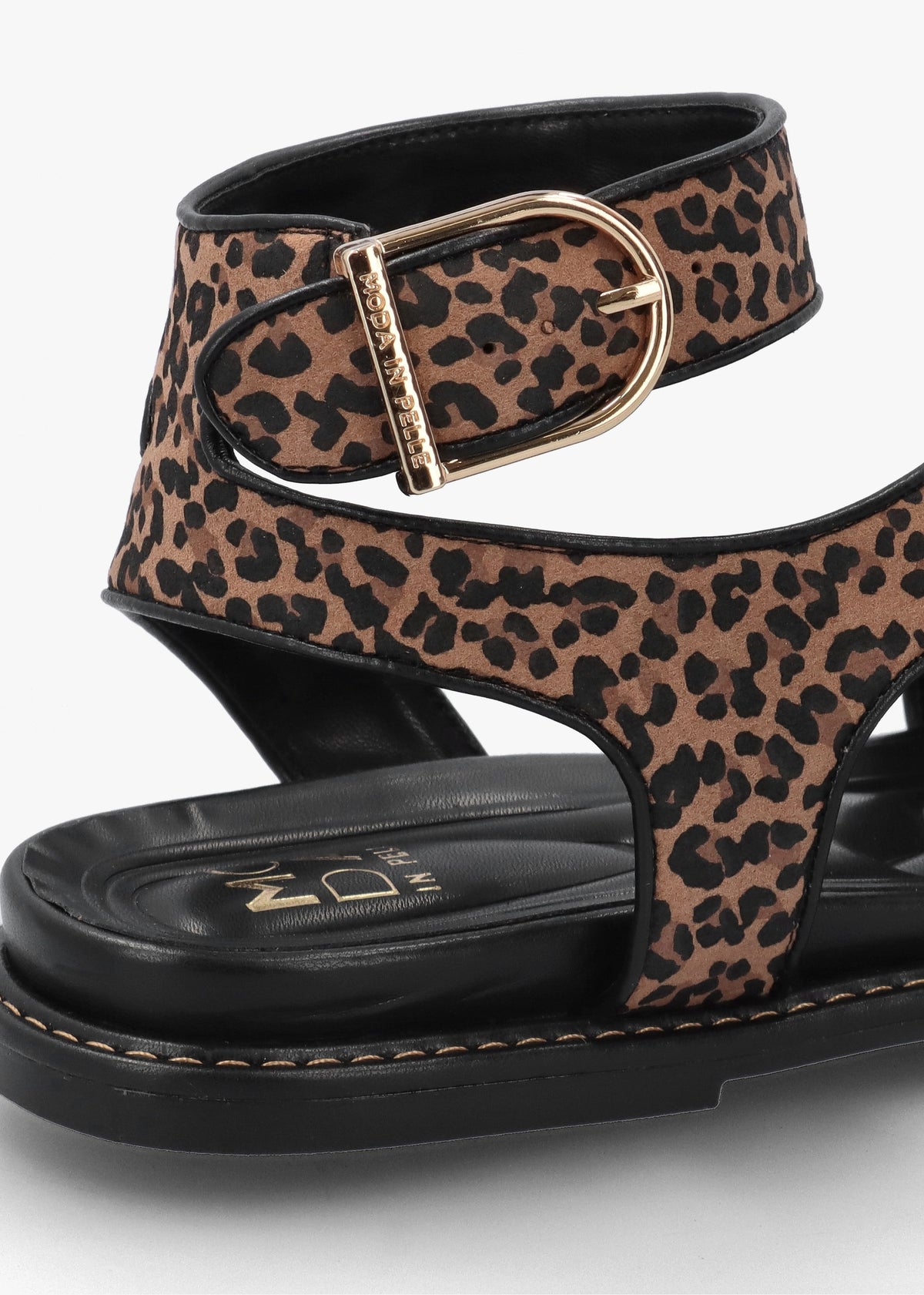 Nolanna Leopard Buckle Fastening Flat Sandals
