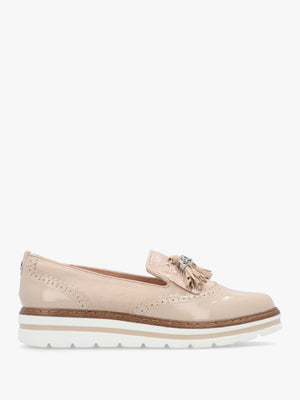 Ellee Nude Patent & Suedette Tassel Loafers