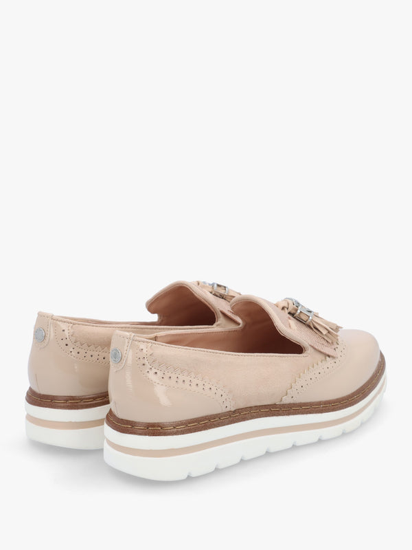 Ellee Nude Patent & Suedette Tassel Loafers