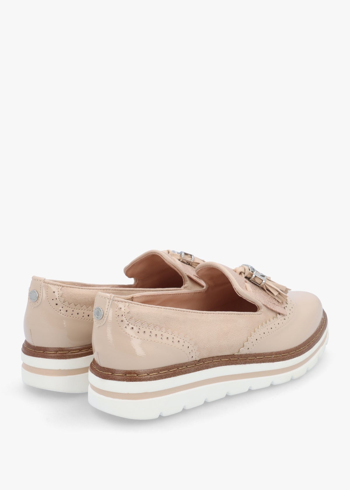 Ellee Nude Patent & Suedette Tassel Loafers