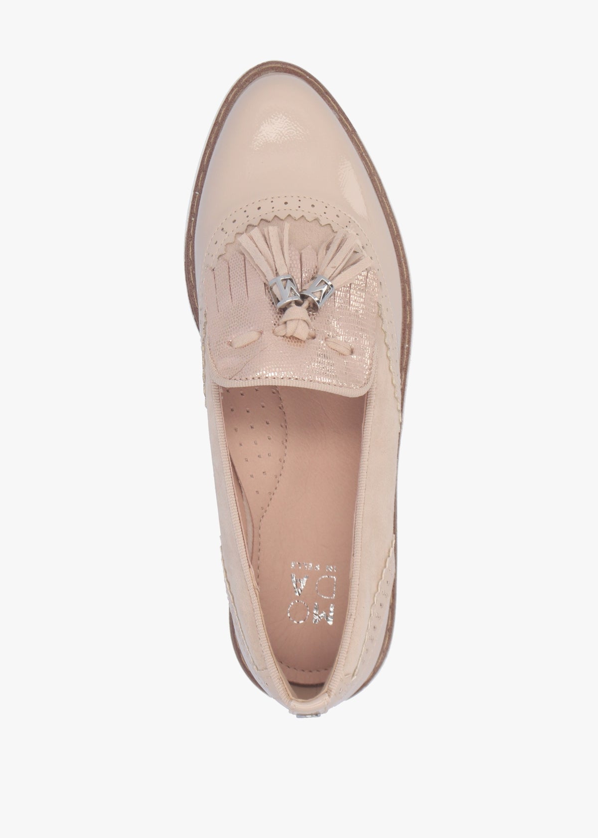 Ellee Nude Patent & Suedette Tassel Loafers