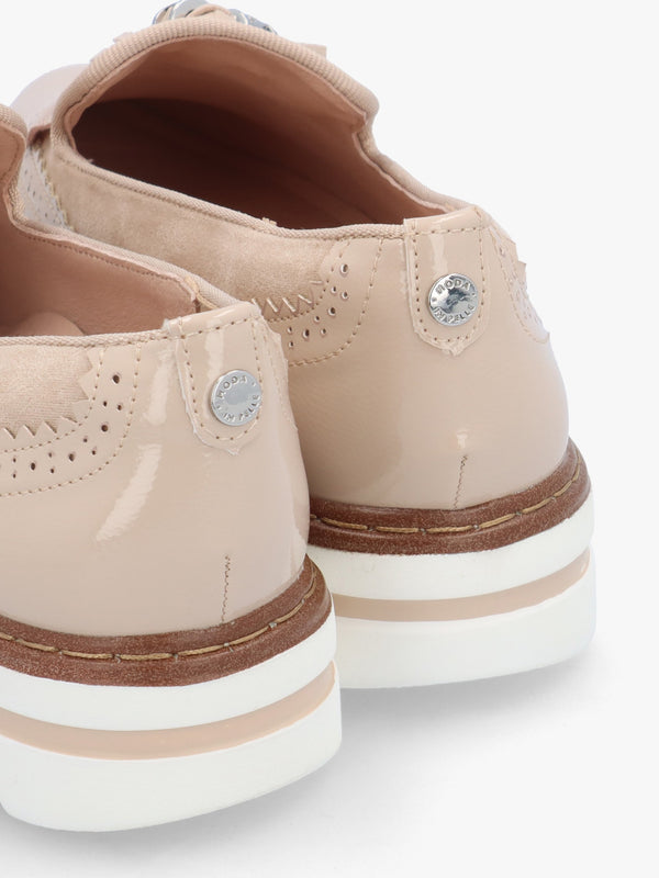 Ellee Nude Patent & Suedette Tassel Loafers