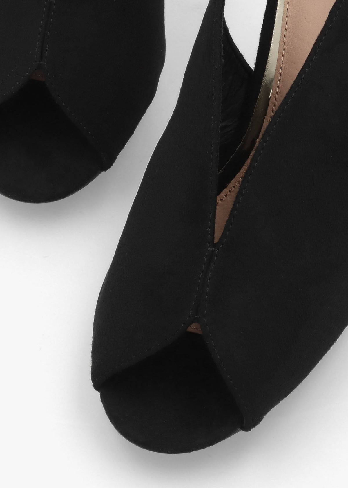 Maeva Black Suedette Jewelled Heel Sling Back Sandals