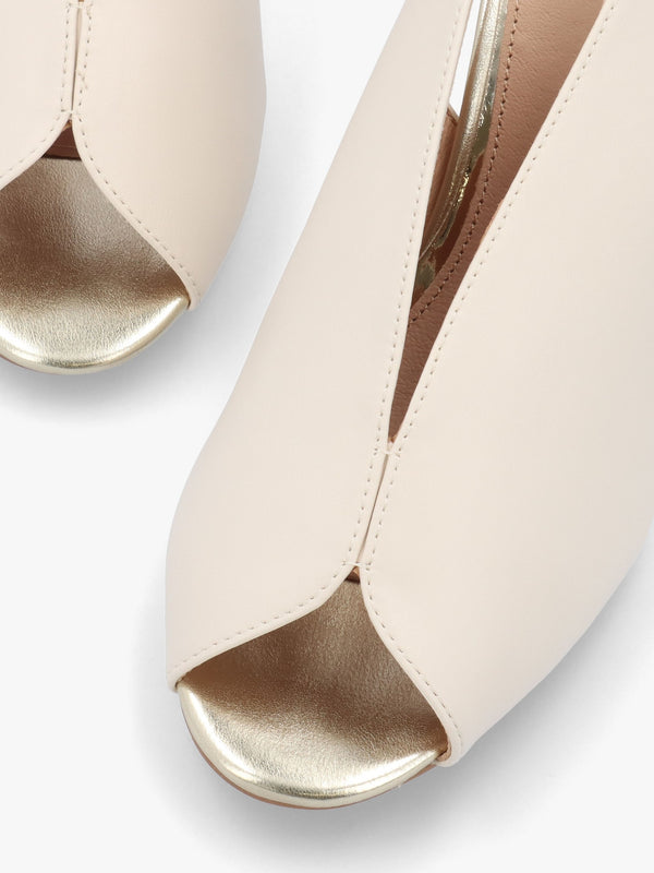 Maeva Cream Jewelled Heel Sling Back Sandals