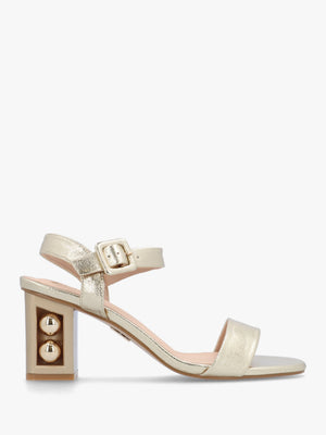 Sandypearl Gold Leather Heeled Sandals