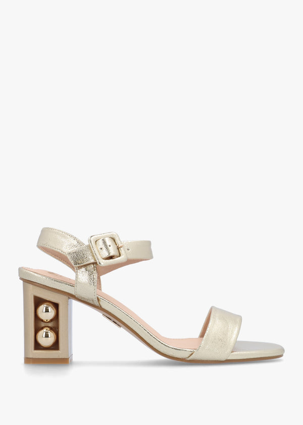Sandypearl Gold Leather Heeled Sandals