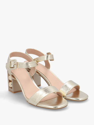 Sandypearl Gold Leather Heeled Sandals