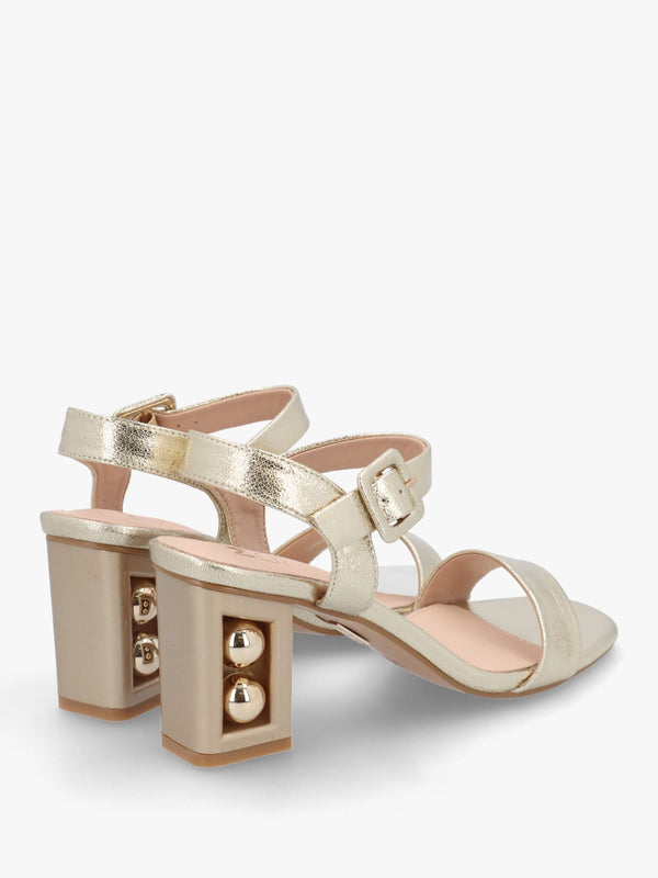 Sandypearl Gold Leather Heeled Sandals