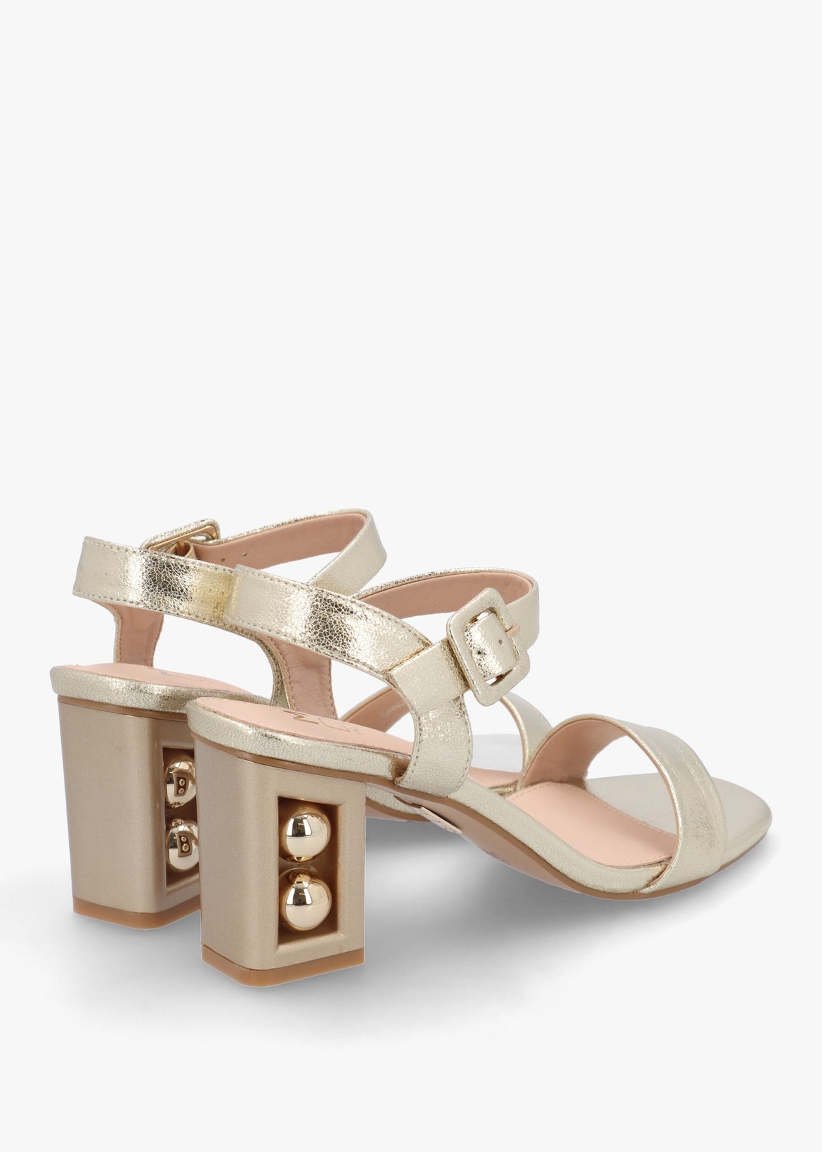 Sandypearl Gold Leather Heeled Sandals