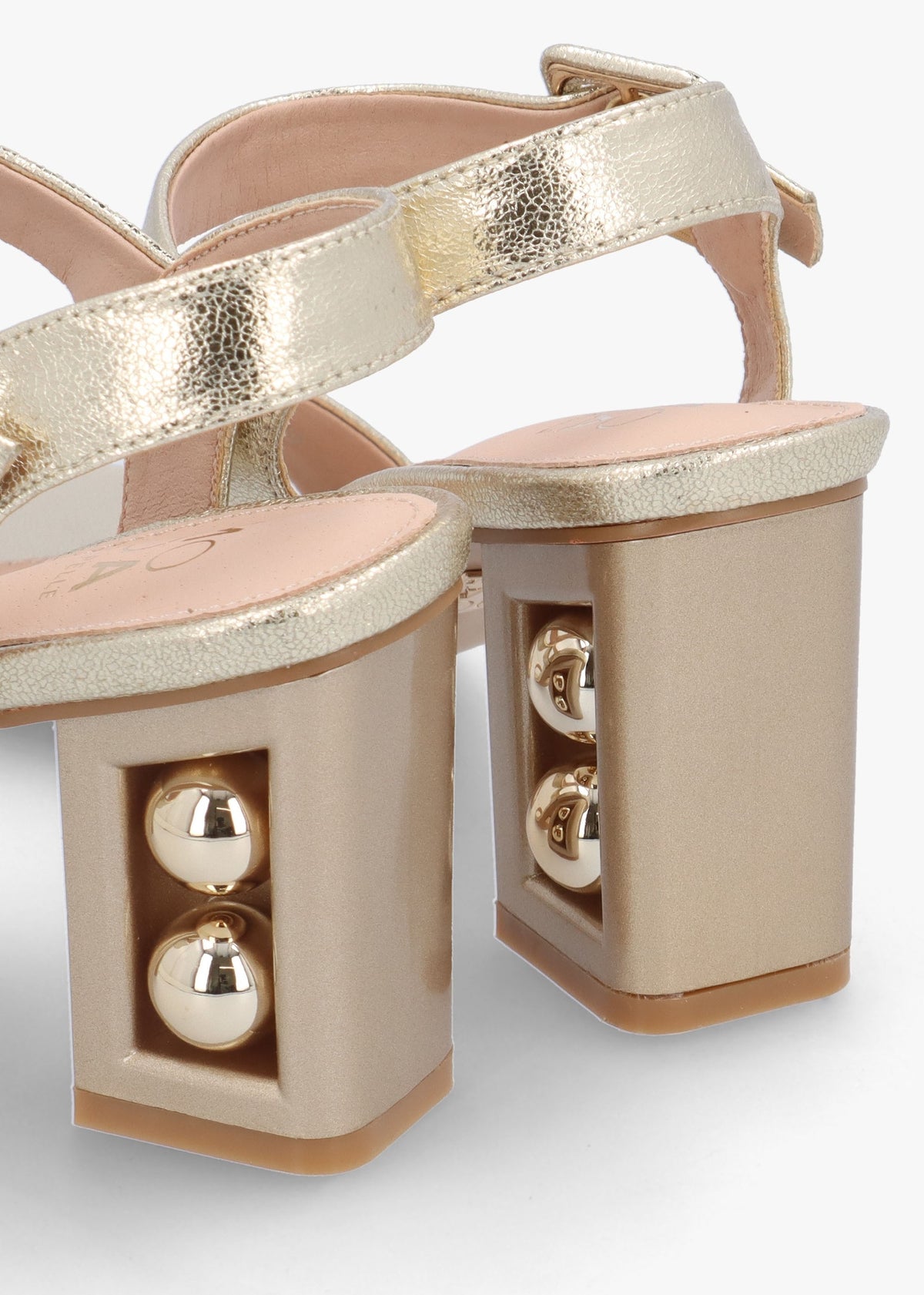 Sandypearl Gold Leather Heeled Sandals