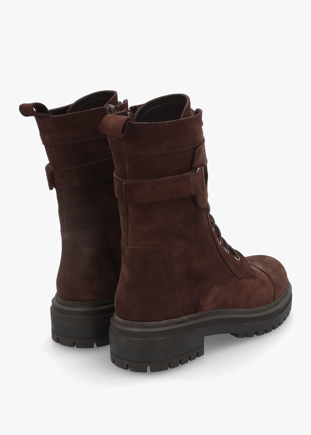 Idris Brown Suede Ankle Strap Biker Boots