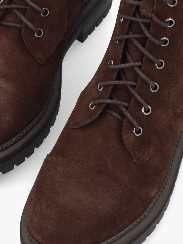 Idris Brown Suede Ankle Strap Biker Boots