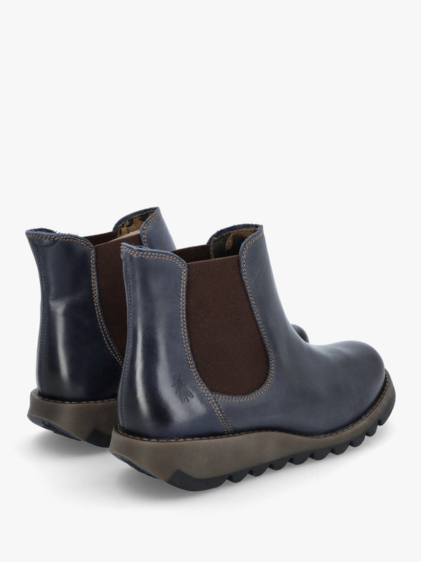 Salv Blue Rug Leather Wedge Chelsea Boots