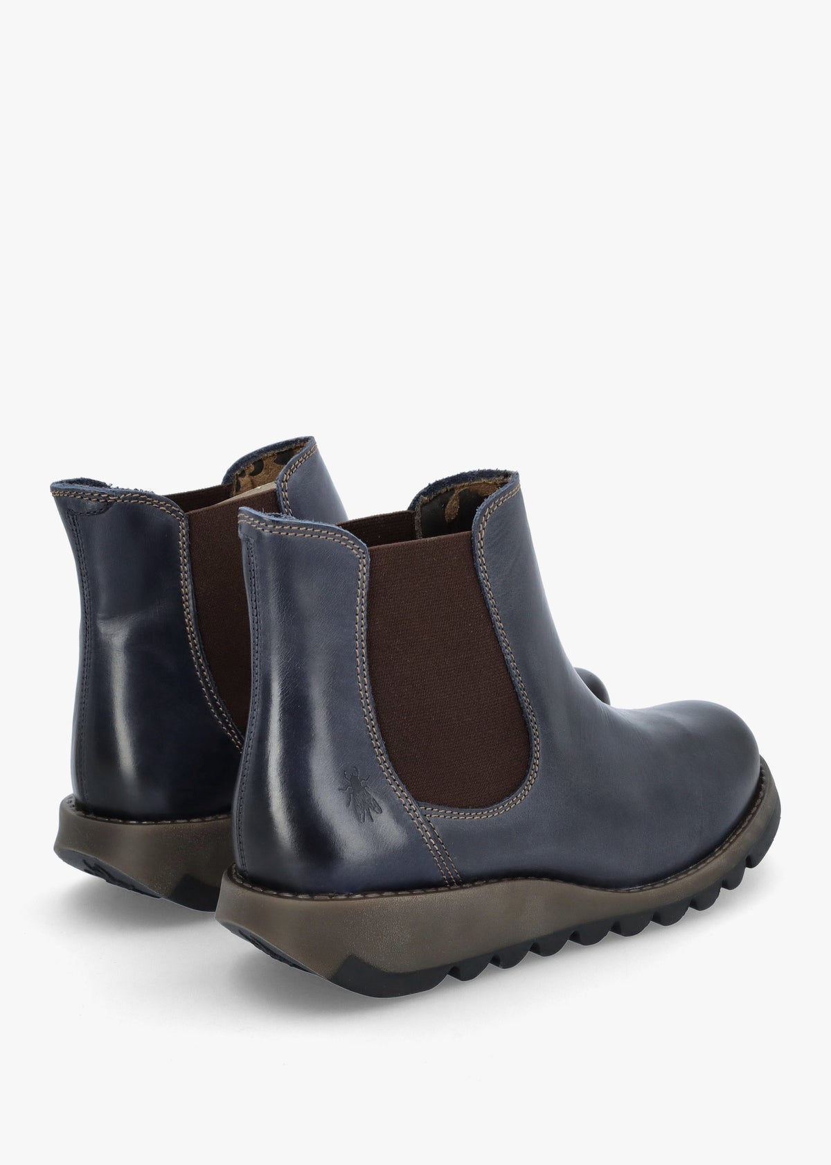 Salv Blue Rug Leather Wedge Chelsea Boots
