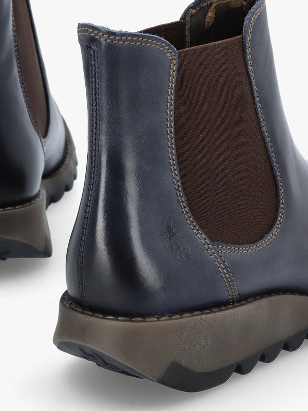 Salv Blue Rug Leather Wedge Chelsea Boots