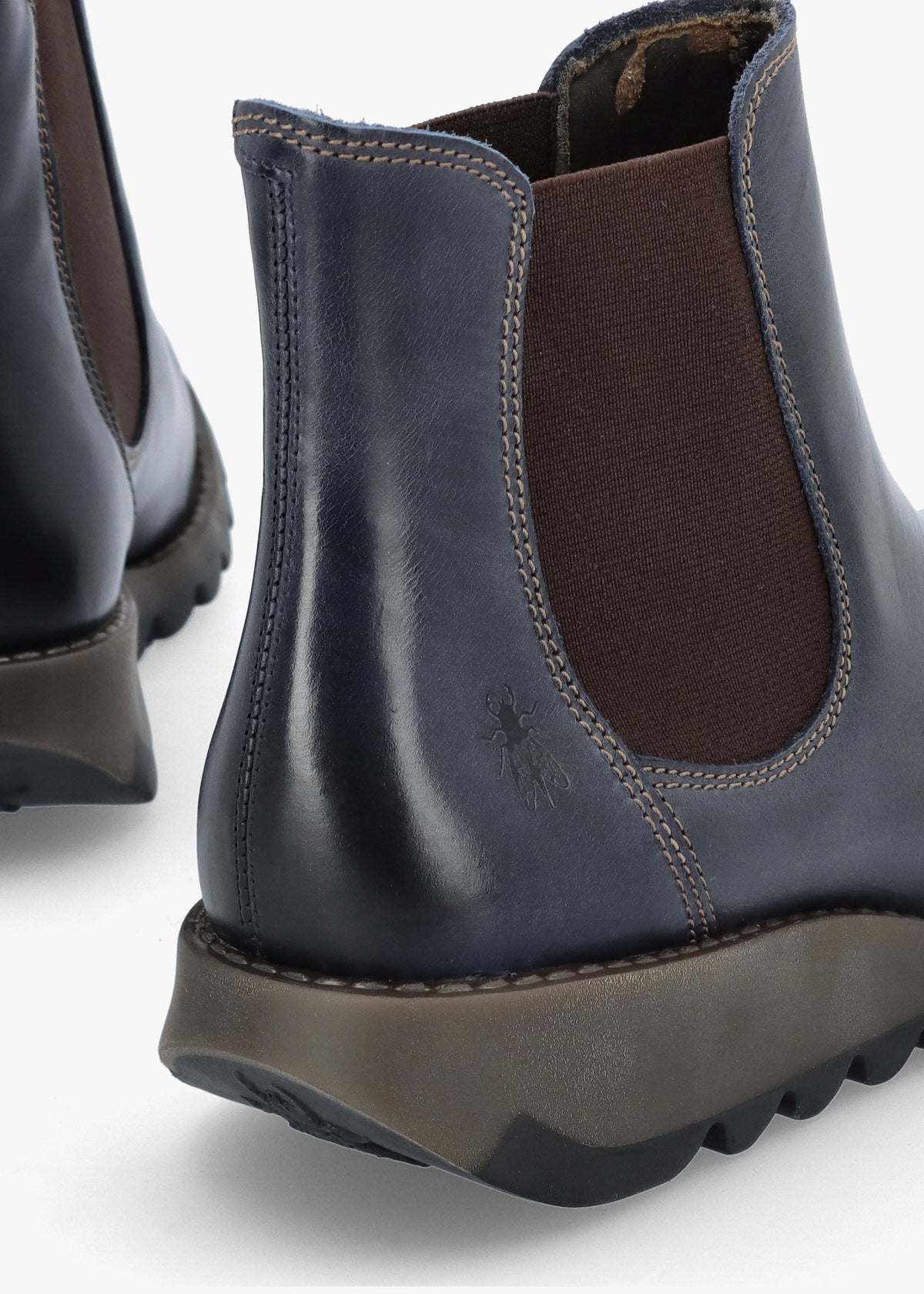 Salv Blue Rug Leather Wedge Chelsea Boots