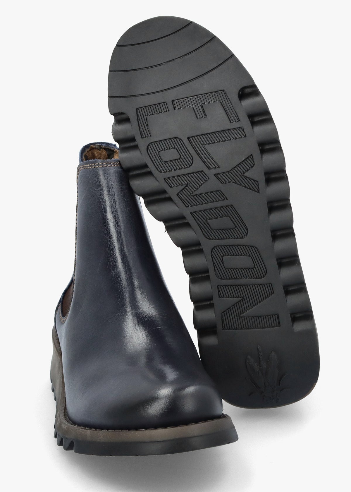 Salv Blue Rug Leather Wedge Chelsea Boots