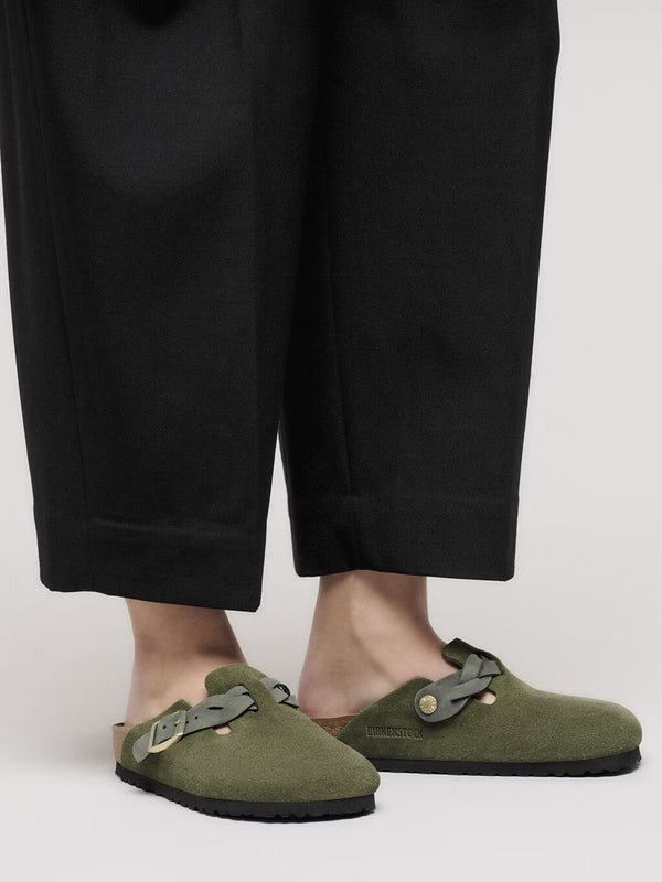 Boston Braided Thyme Suede Leather Clogs