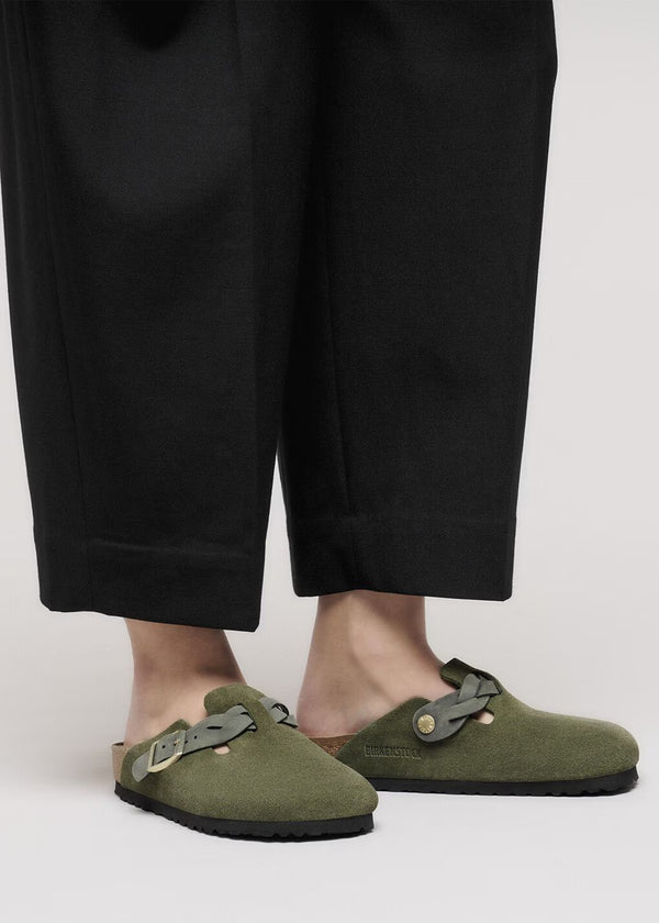 Boston Braided Thyme Suede Leather Clogs