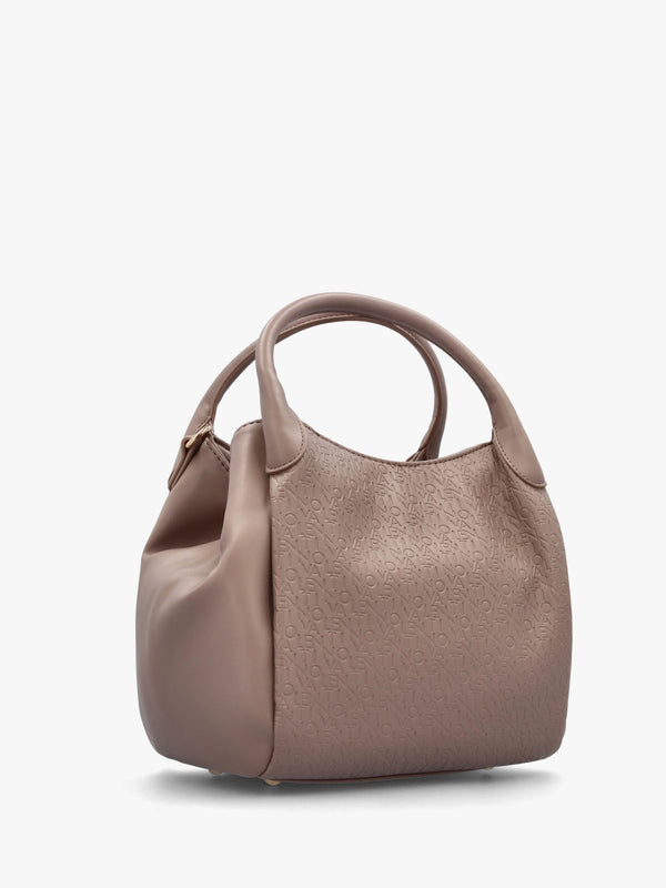 Falak Taupe Debossed Logo Shopper Bag