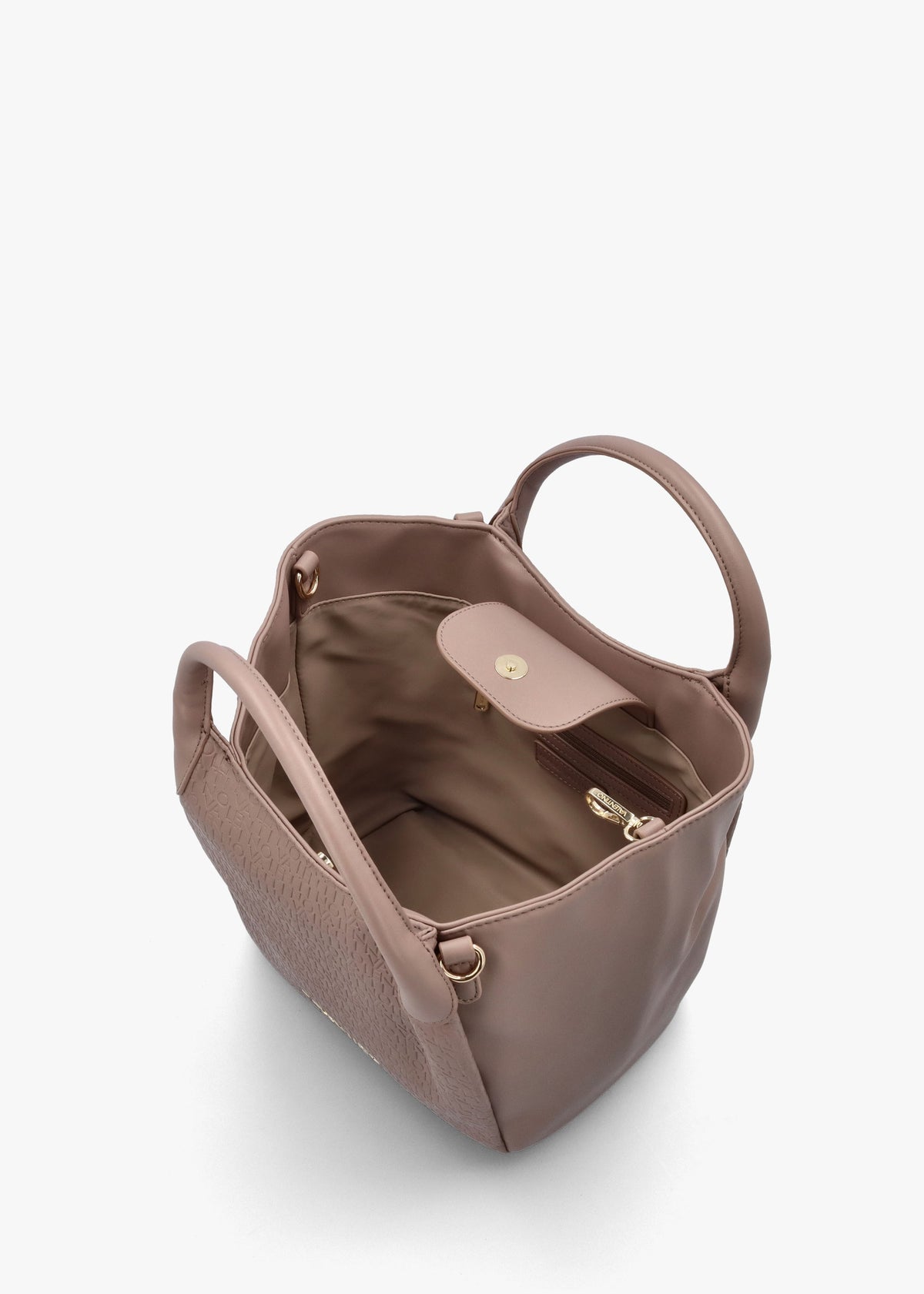 Falak Taupe Debossed Logo Shopper Bag