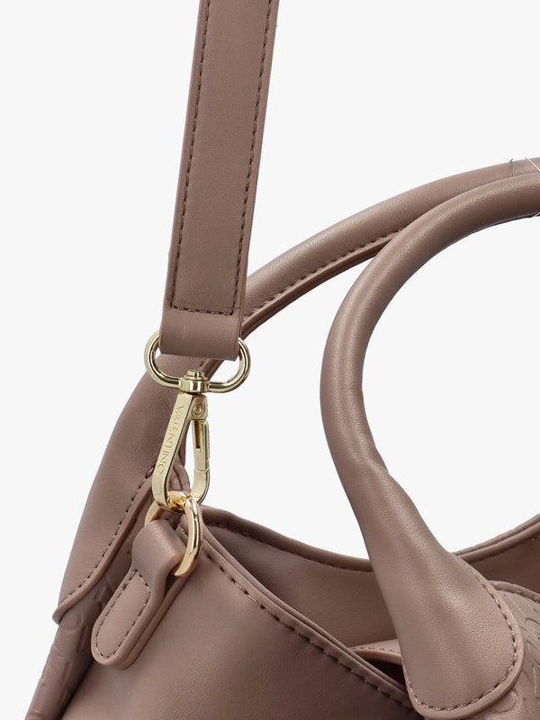Falak Taupe Debossed Logo Shopper Bag
