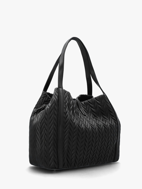 Fania Nero Quilted Chevron Shoulder Bag