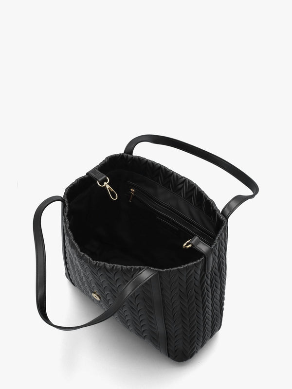 Fania Nero Quilted Chevron Shoulder Bag