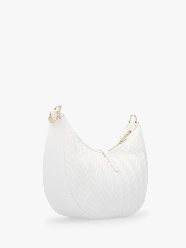 Fania Bianco Quilted Chevron Hobo Bag