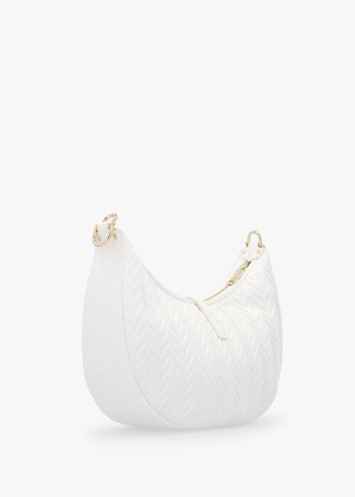 Fania Bianco Quilted Chevron Hobo Bag