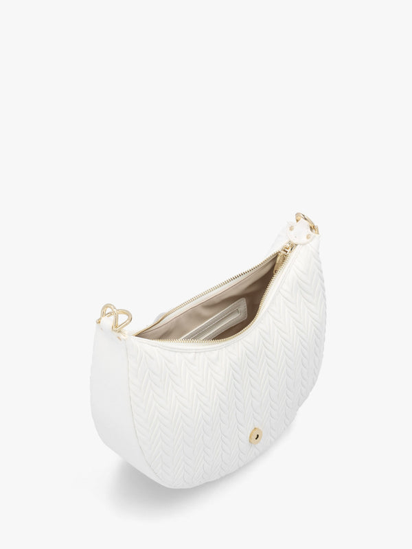 Fania Bianco Quilted Chevron Hobo Bag