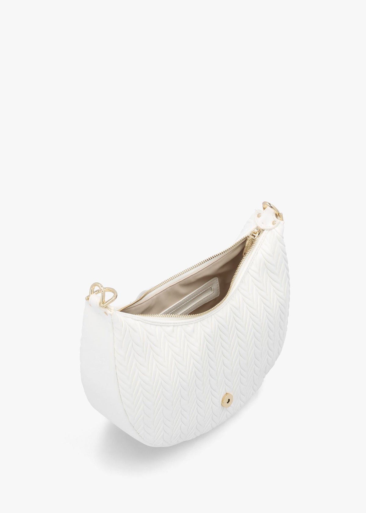 Fania Bianco Quilted Chevron Hobo Bag