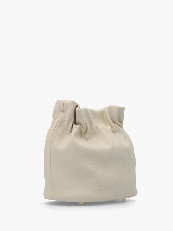 Fedora Ecru Rouched Bucket Bag