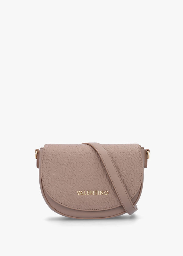 Falak Taupe Debossed Logo Cross-Body Bag