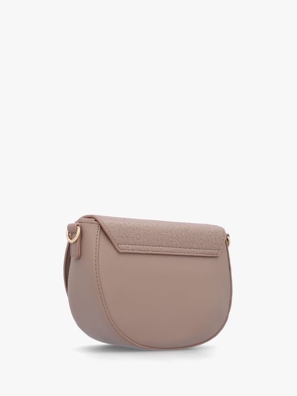 Falak Taupe Debossed Logo Cross-Body Bag