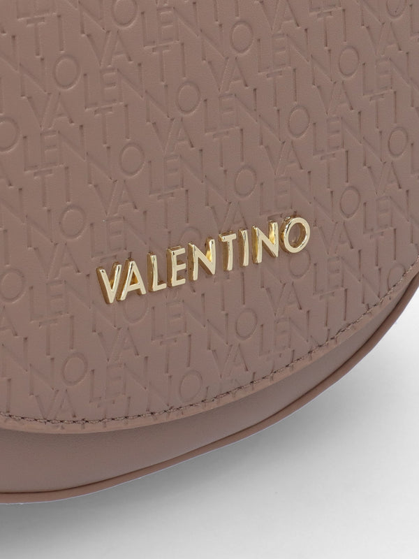 Falak Taupe Debossed Logo Cross-Body Bag