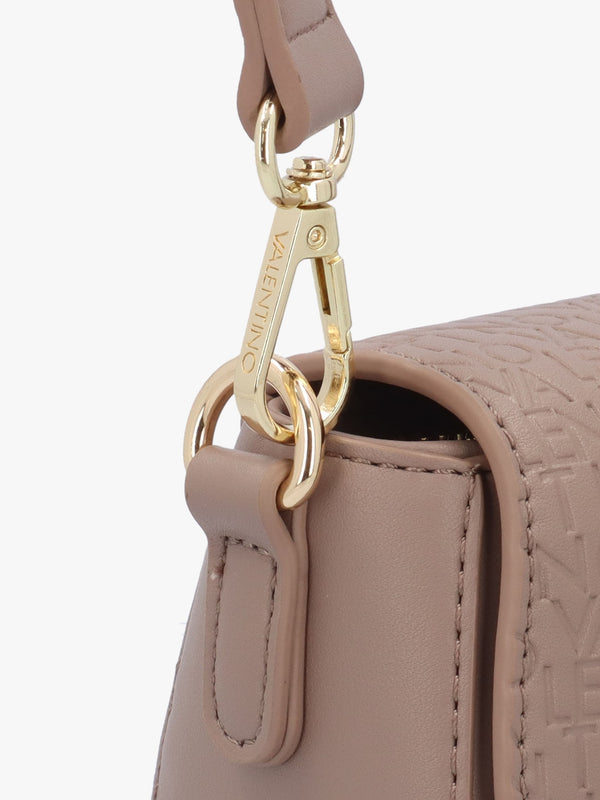 Falak Taupe Debossed Logo Cross-Body Bag