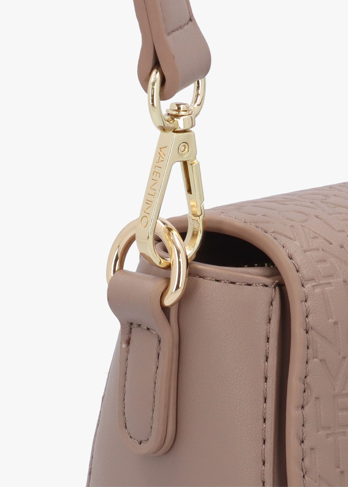 Falak Taupe Debossed Logo Cross-Body Bag
