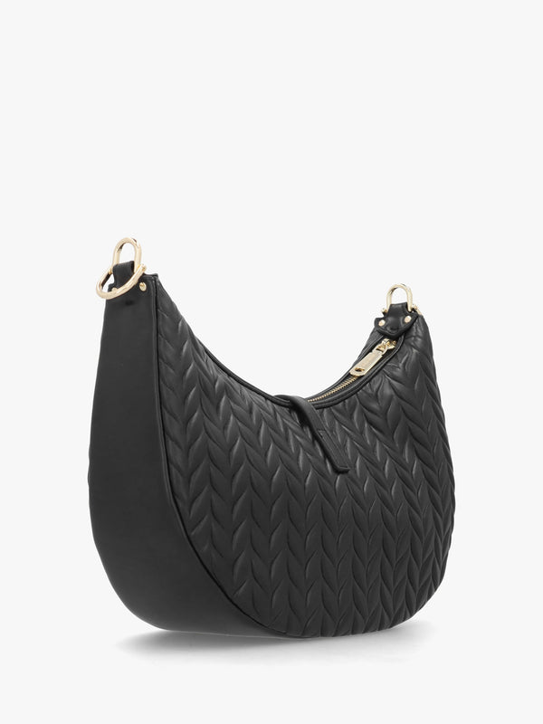 Fania Nero Quilted Chevron Hobo Bag