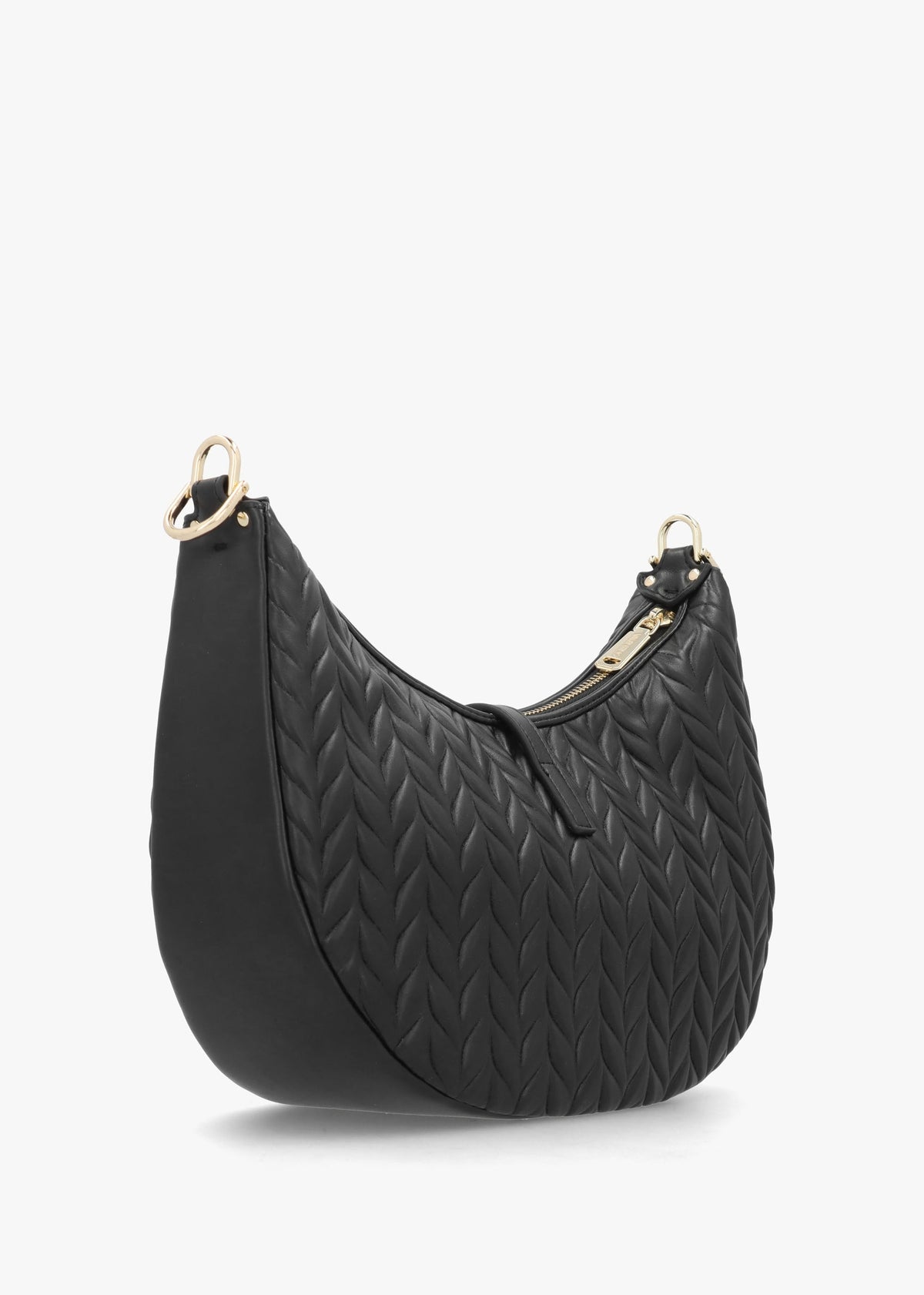 Fania Nero Quilted Chevron Hobo Bag