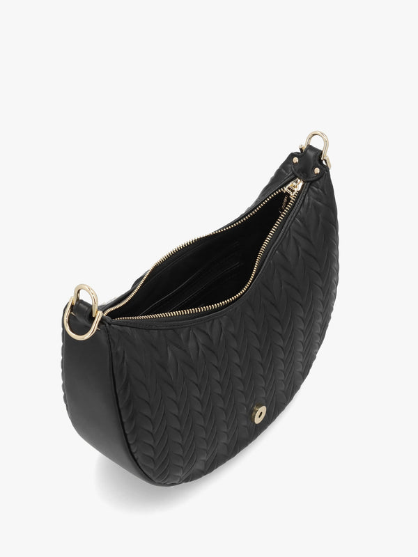 Fania Nero Quilted Chevron Hobo Bag