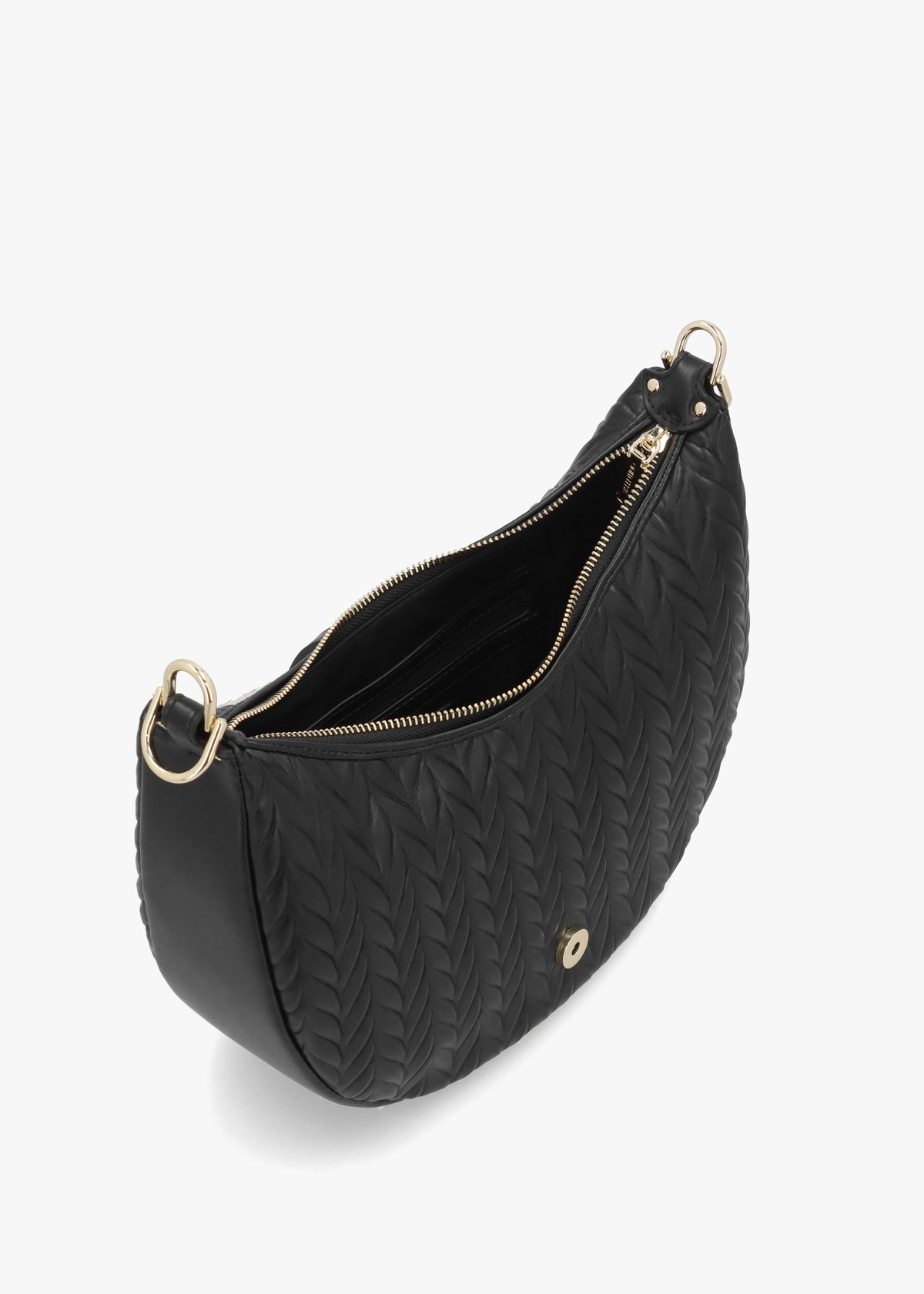 Fania Nero Quilted Chevron Hobo Bag