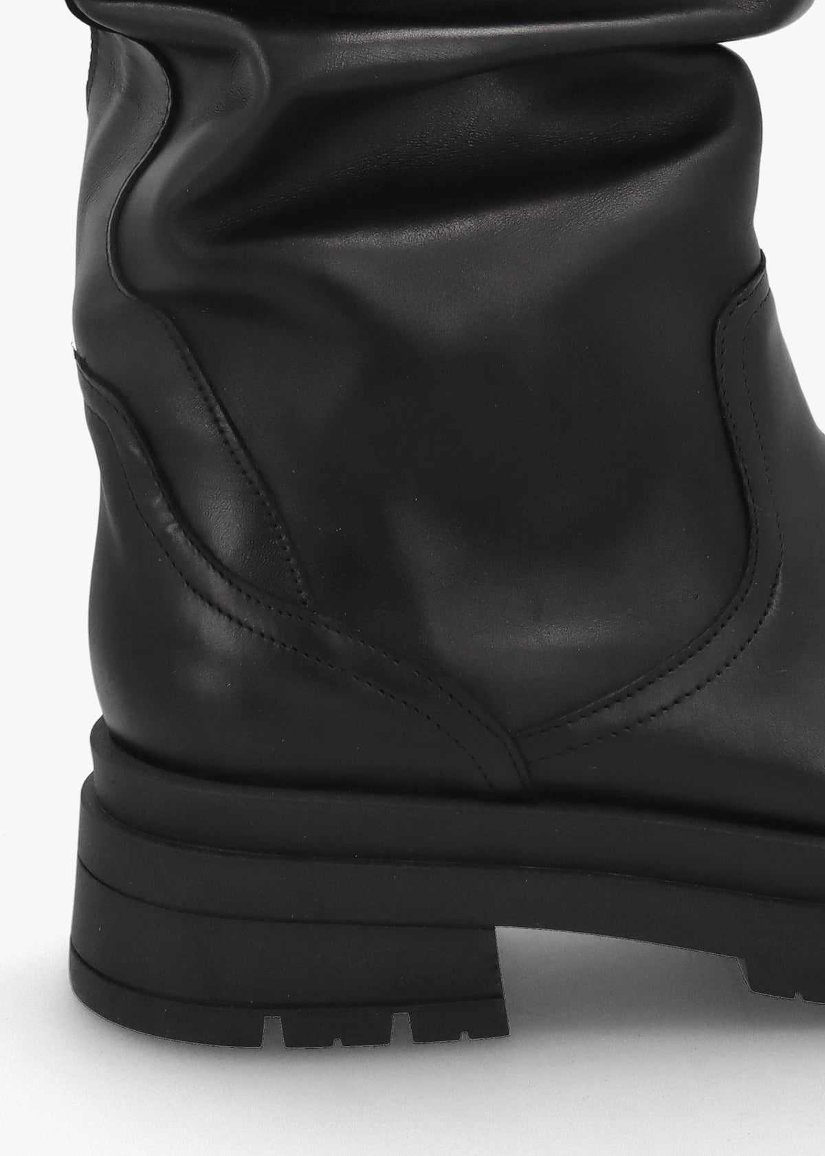 Black Leather Slouchy Calf Boots