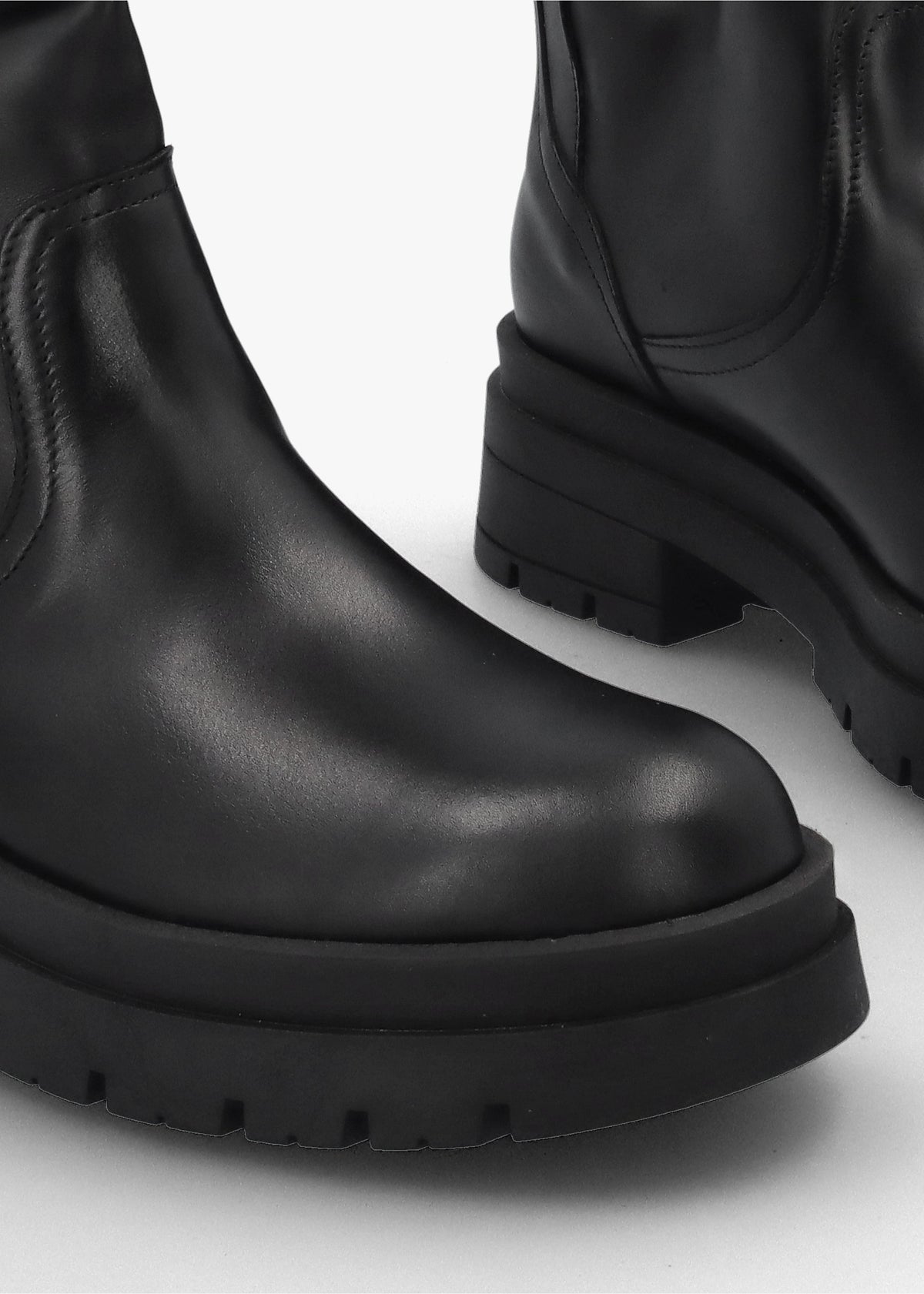 Black Leather Slouchy Calf Boots