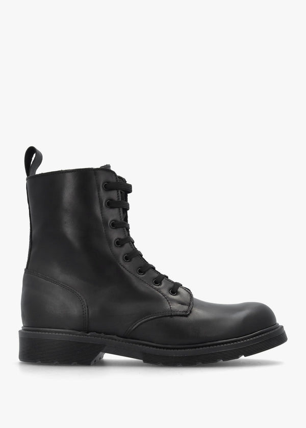 Black Leather Slim Sole Ankle Boots