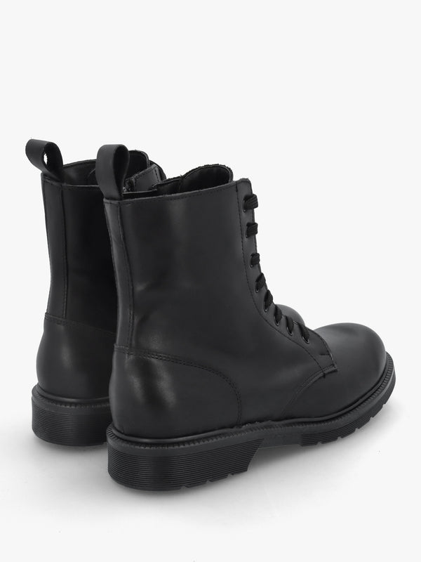 Black Leather Slim Sole Ankle Boots