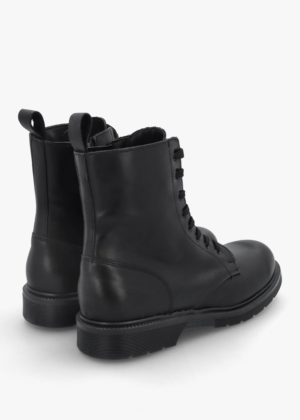 Black Leather Slim Sole Ankle Boots