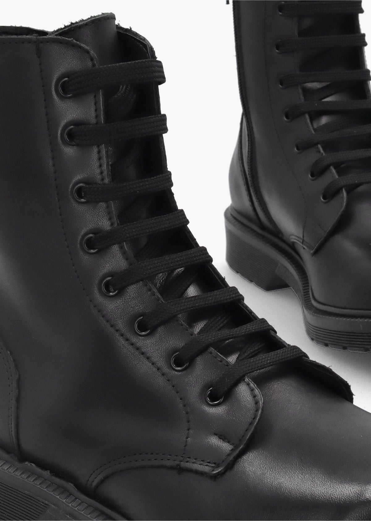 Black Leather Slim Sole Ankle Boots